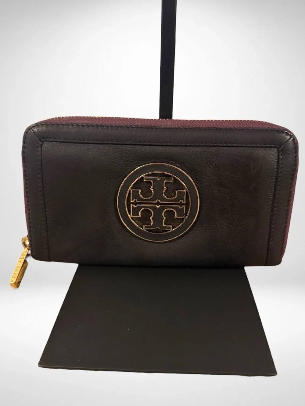Tory Burch Amanda Continental Zip Around Wallet Women’s Leather Eggplant Purple